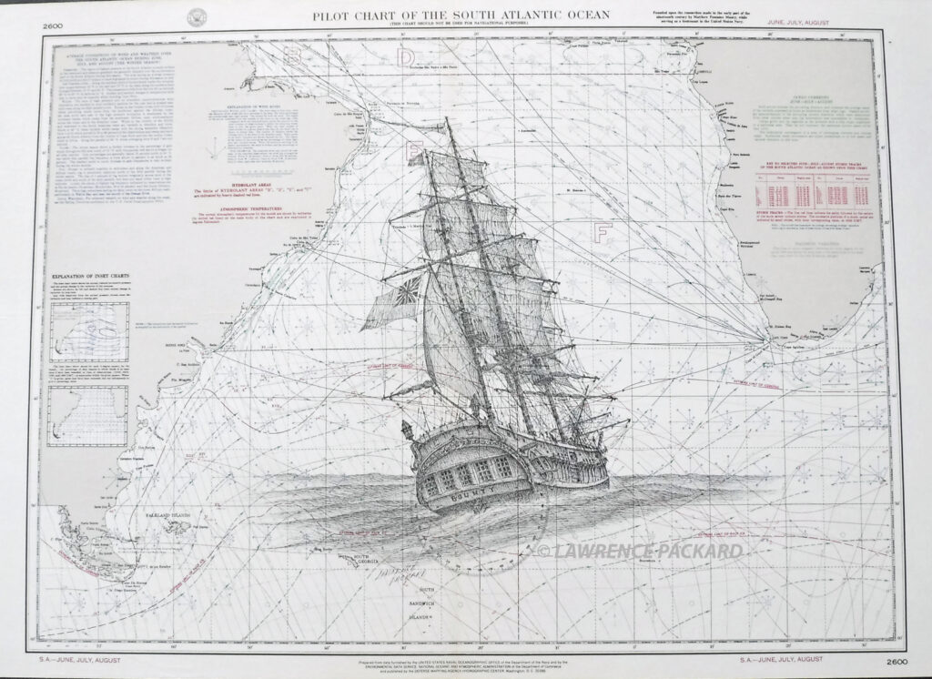 HMS Bounty on a South Atlantic Pilot Chart